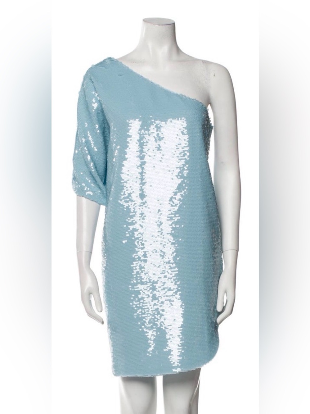 The Frankie Shop One Shoulder Blue Sequin Dress